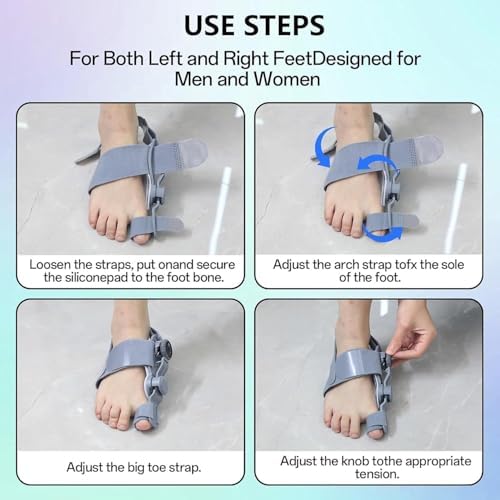 Axioms Bunion Corrector for Women – Adjustable Knob Toe Alignment & Relief Splint, Breathable Anti-Slip Bunion Brace & Straightener, Fits Left & Right Feet (Gray, 1 Pack)