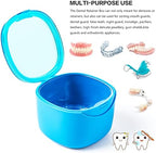 Denture Bath Case, Retainer Cleaning Box,No-Leak Denture Case, Mouth Guard, Night Guard and Retainer (blue)
