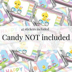 Easter Themed Mini Chocolate Candy Bar Sticker Wrappers for Kids 45 1.4" x 2.6" Wrap Around Labels by AmandaCreation, Great for Party Favors