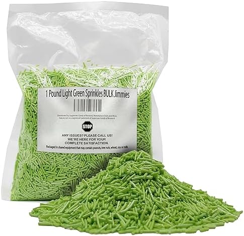 1 Pound Light Green Sprinkles BULK Jimmies - Edible Cake Cupcakes Dessert & Ice Cream Topping-Lime Green Sprinkles