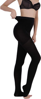 AMZAM® Medical Compression Pantyhose for Women Men, 20-30 mmHg Graduated Compression Tights, Opaque Toeless Compression Stockings Waist High Support Tights for Edema, Varicose Veins, DVT,Black XXL