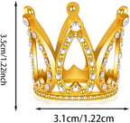 16pcs Mini Crown Cake Topper Crown Tiara Cake Topper Baby Princess Tiara Crown Rhinestone Crown Cake Decorations for Baby Shower Princess Themed Birthday Wedding Party(Gold)