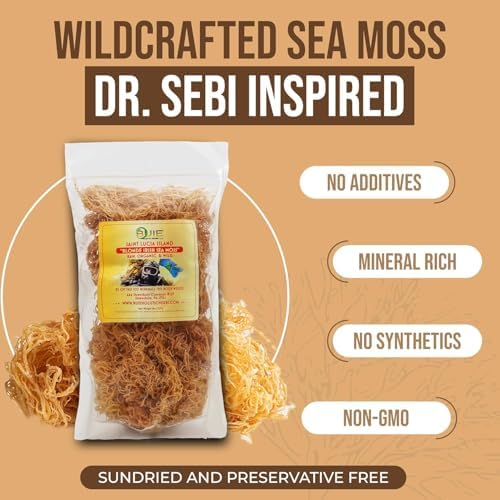 Golden Irish Sea Moss | Wildcrafted from St. Lucia | 8oz Makes ~120+ oz Sea Moss Gel | 100% Natural, Raw & Sun-Dried | Dr. Sebi Inspired, Nutrient-Rich Irish Moss for Health & Wellness