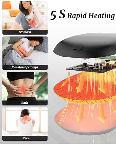 FSA HSA Eligible Portable Heating Pad for Cramps, Upgrade Cordless Electric Period Fast Heating Pad for Back Pain Relief Menstrual Belt 6 Heat 6 Massage Modes Gift for Women Girls Her Girlfriend Black