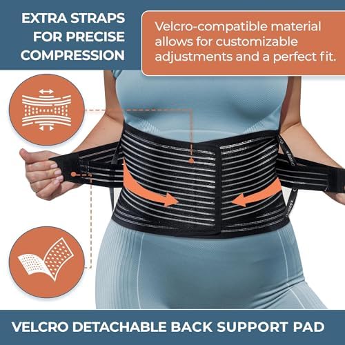 ORTONYX Back Brace for Lower Back Pain, Back Support Belt for Women & Men, Breathable Lower Back Brace with Lumbar Pad, Lower Back Pain Relief for Herniated Disc, Scoliosis, Sciatica/Black M-L