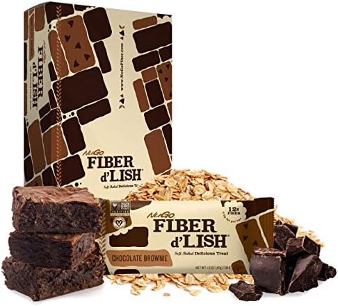 NuGo Fiber d'Lish Chocolate Brownie, 12g High Fiber, Vegan, 150 Calories, 16 Count