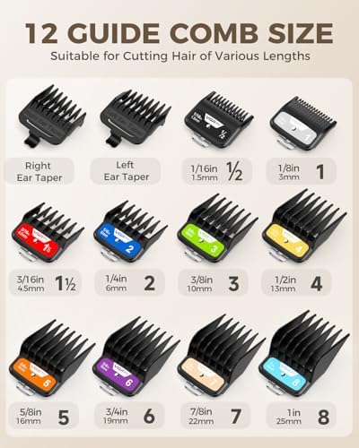 VGRPRO Professional Hair Clipper Guards, Color Coded Hair Cutting Guides from 1/16” to 1”, Replacement Barber Guards Compatible with Most Hair Clippers
