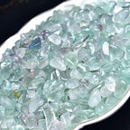 Natural Fluorite Tumbled Chips Crushed Crystal Stone, 7-9mm Polished Healing Crystal Chips Healing Reiki Crystal Jewelry Making Home Decoration