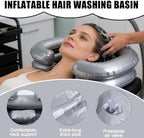 Inflatable Shampoo Basin, Portable Inflatable Hair Washing Basin, Shampoo Bowl with Neck Support and Drain Hose for The Elderly, Disabled, Pregnant Women, Injured People, Hair Wash Tub for Dreads