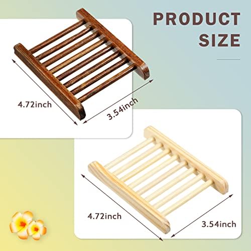 Honeydak 30 Pcs Bamboo Wood Soap Holder Wooden Soap Dish Tray Bathroom Wooden Sponge Case Handmade Bathtub Shower Dish Accessories for Home Sponge Scrubber(Natural Color, Charcoal)