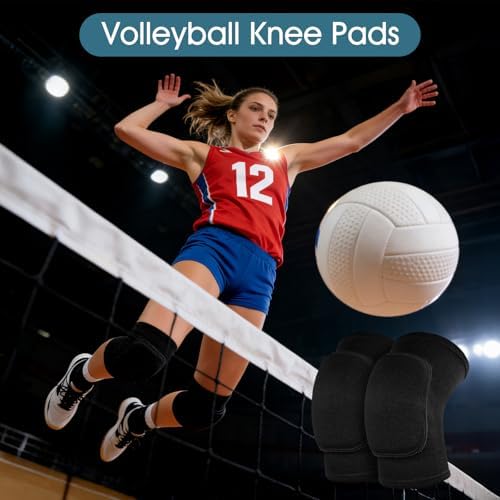 Volleyball Knee Pads 1 Pairs Soft Black Kneepads for Women Youth Girls, for Sports Dance Football Yoga Tennis Running Cycling Workout, Athletic Knee Pads for Volleyball Players (Black, Small)