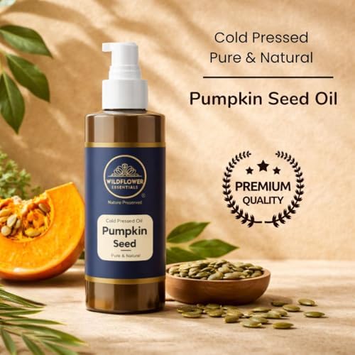 Pumpkin Seed Oil (Cucurbita pepo) 100% Natural Cold Pressed Carrier Oil for Hair, Skin, Massage, Nails | with Dispensing Pump 3.38 Fl Oz (100ml)