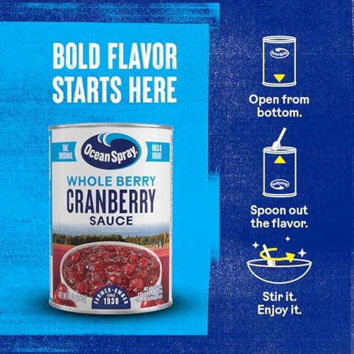 Ocean Spray Gluten Free Whole Berry Cranberry Sauce, 14 Ounce Cans (Pack of 24)