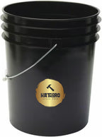 5 Gallon Food Grade Plastic Bucket, Open Head Pail with Handle, 12-3/8 in Diameter x 14-3/4 in Height (Black, 1 Pack)