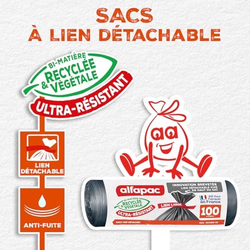 Alfapac – 10 Bags 100 L Recycled Maxi-Weight with Wide Links – Pack of 2