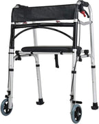 Walking Frame,Folding Walker Adjustable Front Wheeled Support with 2 Wheels Handbrake Seat for Elderly Disabled Yearn for