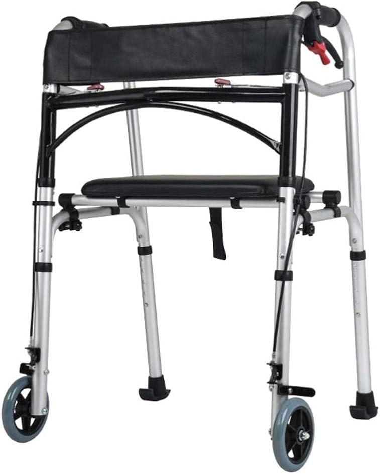 Walking Frame,Folding Walker Adjustable Front Wheeled Support with 2 Wheels Handbrake Seat for Elderly Disabled Yearn for