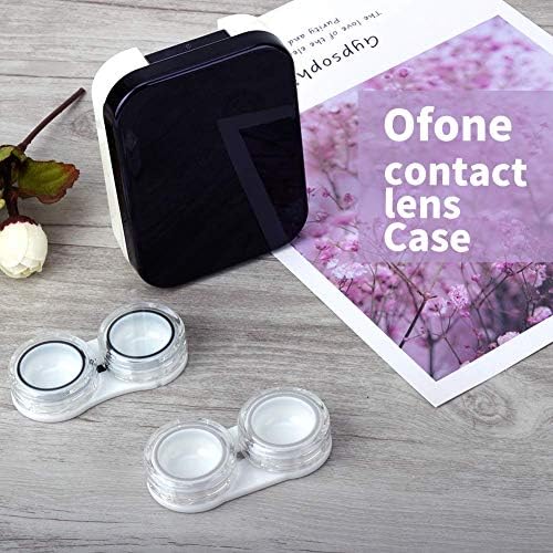 ofone Contact Lens Case, Two Pack Portable Contact Lenses Travel Cases with Remover Tool Tweezers Mirror Solution Bottle Contacts Holder Container Storage Kit for Women Men (Black)