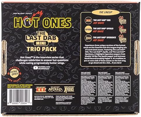Hot Ones Hot Sauce Gift Set The Last Dab Mini Pack | Apollo, Triple X, Xperience | Natural Ingredients | (3-Pack of 1.69 Fl Oz)