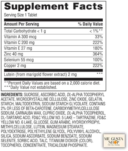 Equate Vision Formula with Lutein Tablets Dietary Supplement, 120 Count + me Gusta Sticker