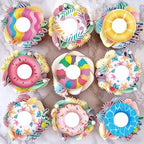 36pcs Edible Summer Swimming Ring Cupcake Toppers Wafer Paper Funny Pool Ring Cake Decorations Edible Swimming Pool Cupcake Picks for Hawaii Summer Beach Theme Party Decor