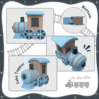 18PCS Train Cake Toppers Balls Cake Decorations with Star Cake Toppers for Boy Girl Baby Shower Train Theme Birthday Party Decorations (Blue)