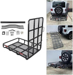 ECOTRIC Hitch Mount Wheelchair Carrier with Mobility Ramp for Wheelchair Scooter Lawn Mower Snow Blower Hauler 500lb Capacity Basket-Style, 73lbs Weight