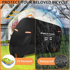 Bike Cover for 1 Bike Outdoor Waterproof, 300D Oxford Heavy Duty Bicycle Cover Rain Dust UV Wind Proof Bike Tarp with Reflective Strips Storage Bag for Mountain Road Electric Bike