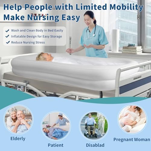 Medical Inflatable Bathtub – Portable Bedside Bath Tub for Elderly, Disabled, Bedridden & Post-Surgery Patients, Full Body Wash Kit with Electric Air Pump