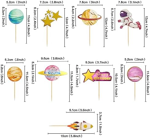 Ercadio 36 Pack Space Astronaut Cupcake Toppers Space Girl Moon Rocket Planet Cupcake Toppers Earth Planet Cupcake Picks Space Theme Gender Reveal Birthday Shower Party Supplies