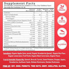 Llama Naturals Kids Multivitamin Gummies | Real Fruit, No Added Sugar Cane | Organic Vegan Toddler Whole Food Vitamins | Vitamin D, C & Beta Carotene Gummy Supplement | Strawberry 90 Ct (1-2 Months)