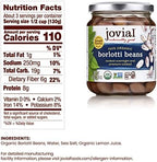 Jovial 100% Organic Borlotti Beans - Borlotti, Organic Borlotti, No Saturated Fat, Gluten Free, Recyclable Glass, Great Source of Fiber, No Additives or Preservatives, Product of Italy - 13 Oz