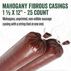 LEM Products Mahogany Fibrous Casings, 1 ½ Inches x 12 Inches, Non-Edible Sausage Casings, Stuffs Approximately 1 Pound Per Casing, Great for Summer Sausage, Pepperoni, and Salami, 25 Count Pack