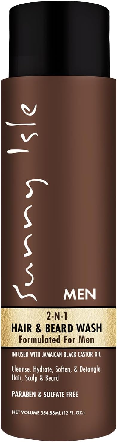 Sunny Isle Jamaican Black Castor Oil 2-in-1 Hair & Beard Wash - Cleanses, Hydrates, Sulfate Free - 12oz