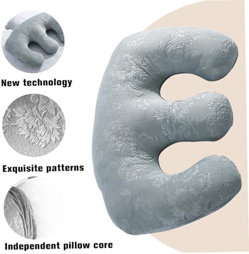 Breast Pillow, Ergonomic Detachable Chest Pillow, Prone Cushion for Napping, Breast Support Pad Bolster SPA Beauty Salon Massage Table Sleep, Grey