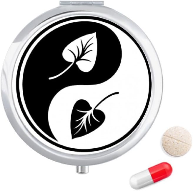 Buddhism Buddhist Black White Yin-yang Travel Pocket Pill case Medicine Drug Storage Box Dispenser Mirror Gift