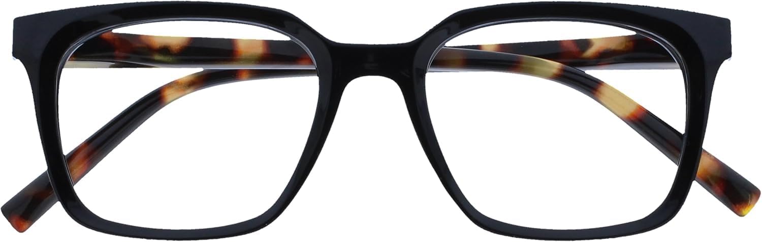 OPULIZE KOI Reading glasses for Women Men,Scratch Resistant Large Rectangular frame with spring Hinges, Black +1.5 (Pack of 1)