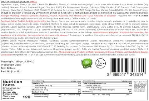 Mughe Gourmet Luxury Sultan Pistachio Turkish Delight Candy Elegant Gift Box - 12.35oz-350g-16pc - Lokum Delights Orange, Hazelnut, Almonds - Perfect Gifts for Mother's Day, Father's Day, Birthday