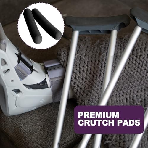 Replacement Crutch Pads, 2 Pack Crutch Padding, Underarm Crutch Pads, Replacment Cushion Tops Axillary Support Double Crutches Accessories Black