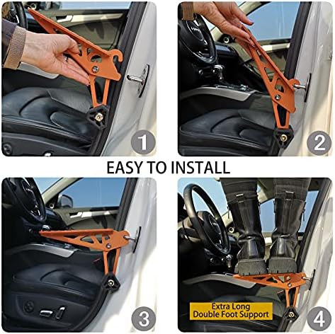 TOOENJOY Universal Fit Car Door Step, Foldable Roof Rack Door Step Up on Door Latch, Both Feet Stand Pedal Ladder, Easy Access to Rooftop for Most Car, SUV, Truck(Orange)