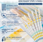 14 Parameters Urine Test Strips for Urinalysis | 150 Strips - Testing for Kidney, Liver, UTI, Keto Diet, Ketosis, PH, KET, Prot, SG, BIL, CRE, BLO, and +7 More