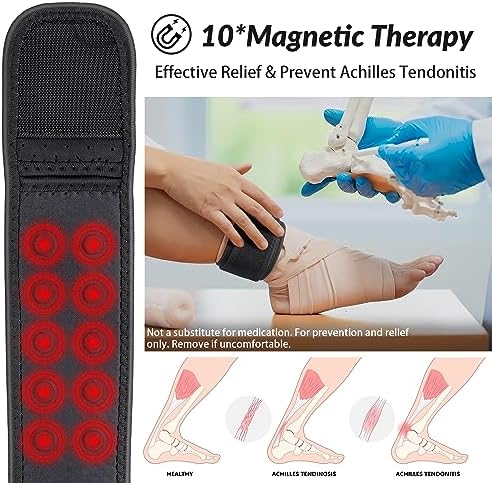 2 Pack Magnetic Achilles Tendonitis Brace, Adjustable 5-12" Achilles Strap for Men Women, Ankle Achilles Tendon Support Brace to Prevent Achilles Tendonitis Pain, Fit Running Sports Cycling Hiking