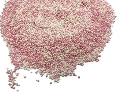 Pink White Christmas Sprinkles, 2mm Mini Pearls Ball Valentines, Cake Sprinkles, Gluten Free, Cookies, Chocolate, Fondant, Princess Topping, Ice Cream, Edible, Dessert Decoration
