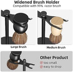 pickpiff Safety Razor Stand With Brush Holder, Black Heavy Duty Metal Shaving Holder for Men, Extra Wide Openings, Fits Most Brushes and All Kinds Of Razors