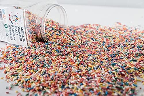 Sweet Eva’s METALLIC SHIMMER PEARL RAINBOW SPRINKLES-Dairy Free,Gluten-free,Egg Free,Vegan,Soy Free,Nuts Free,Kosher,Cookies,Cupcakes,Cake Topper,Jimmies,Large,Bulk Candy,1.5 LBS Large,1.5 Pound