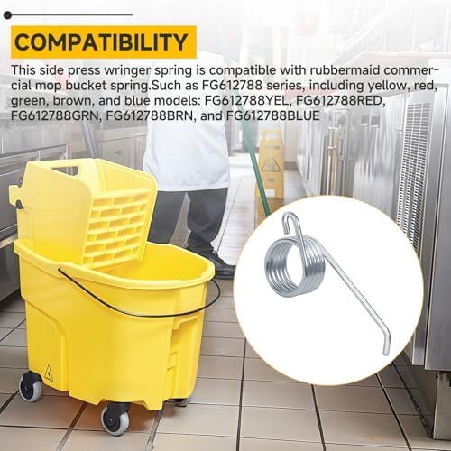 (2pcs) 5 Loops FG6127L4 Commercial Mop Bucket Wringer Spring Replacement Compatible with rubbermaid FG612788 Series Mop Bucket Ringer Torsion Water Side-Press Spring Parts