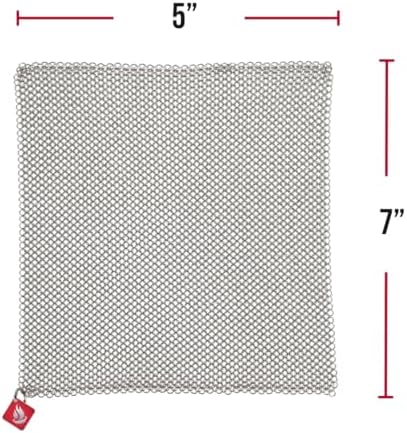 Knapp Made Chainmail Dishcloth 7”x5” - Replace Your Dirty Sponge - All Purpose Kitchenware, Pots & Pans Cleaner - Lasts a Lifetime