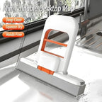 Mini Foldable Desktop Mop, Portable Self-Squeeze Short Mop, Wet and Dry Use Cleaning System, Mini Lazy Hand Wash Short Device for Bathroom, Kitchen, Car (2pcs with 4pcs Heads)