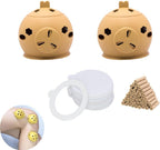 2 Pack Moxa Box Portable Moxibustion Burner Holder with 50 Rolls Mini Mugwort Stick and Adhesive Sticker for Accupoint Moxa Heating Treatment Acupuncture Point Massage Pain Relief Acupuncturist