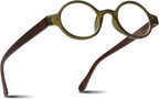 2SeeLife Small Round TR-90 Reading Glasses for Men & Women - Narrow-Medium Fit, Sturdy Frame, Spring Hinges, Retro Readers, Green, +1.75